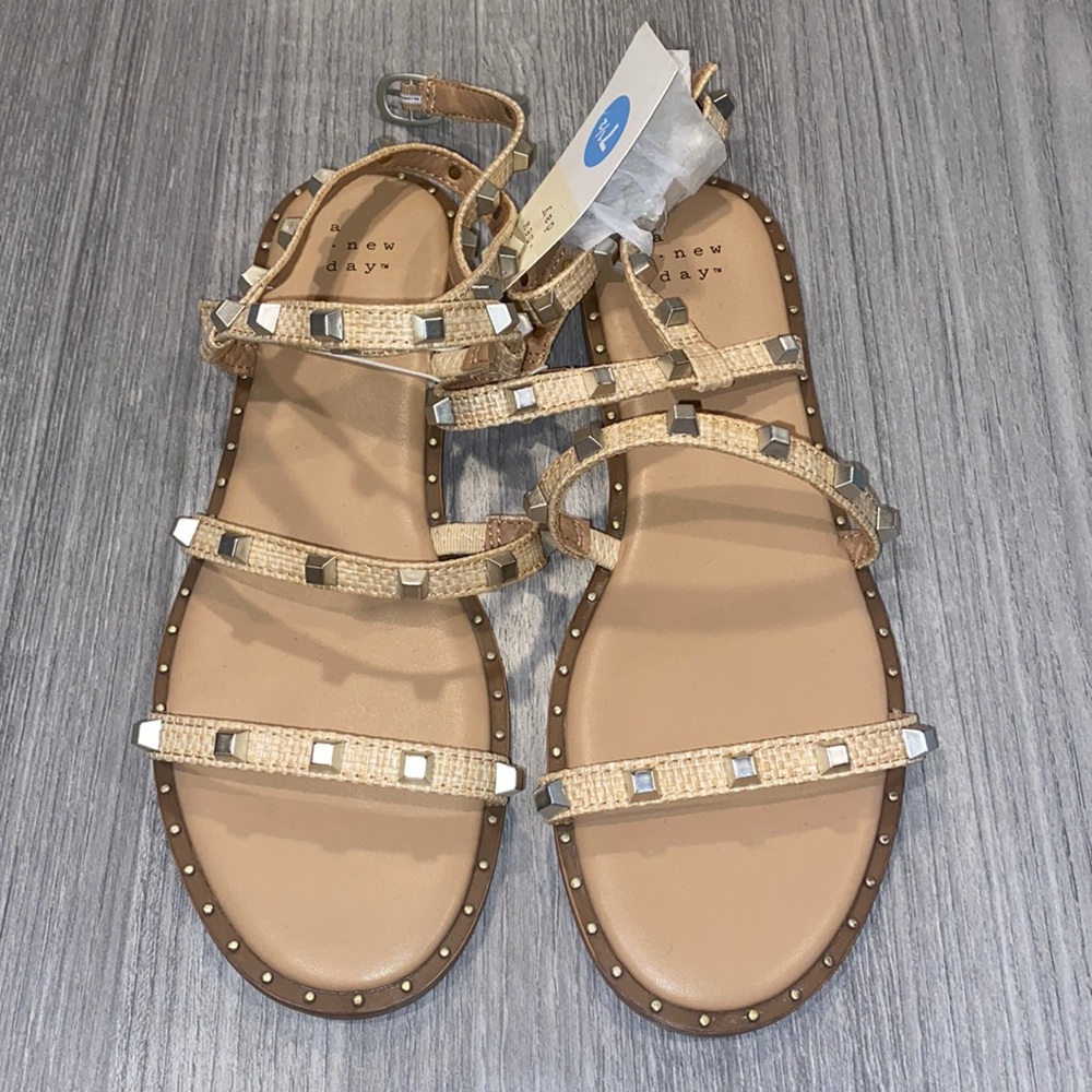 A new Day tan studded sandals size 7 1/2 . NWT